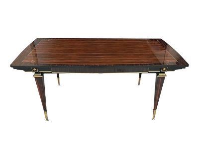 Long French Art Deco Macassar Ebony Masterpiece Dining Table or Writing Desk 1940s