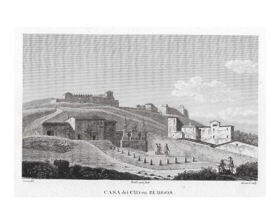 1822 House of El Cid Antique Engraving