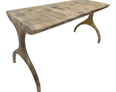 Modern Wishbone Pigskin Parchment Console Table Writing Desk