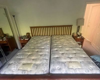 King bed frame , x2 twin mattresses