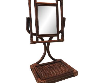 Vintage Vanity Table Bamboo Mirror on Stand