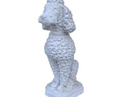 Poodle Dog White Cast Stone Garden Statue