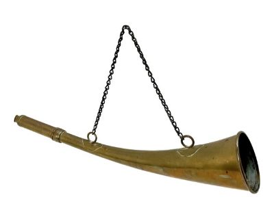 Large Antique Early 1900s New England Brass Ships & Boats Hand Held Fog Horn - 17 Inches Long