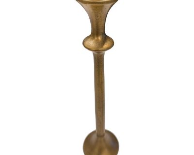 Crate & Barrel Antiqued Brass Finish Candle Holder 12 Inch