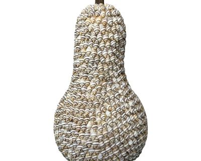 Vintage 1980s : Coastal Nautical Seashell Encrusted Pear, Decorative Accent