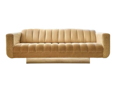 Mid 20th Century Milo Baughman Style Channeled & Plinth Sofa