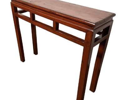 Antique Early 19th Century Qing Dynasty Altar Table in Cinnabar Lacquered Elm