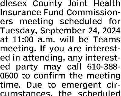 MIDDLESEX COUNTY JOINT HEALTH INSURANCE FUND COMMISSIONERS MEETING - September 24,...