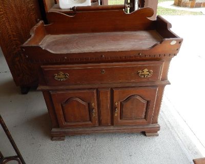 This hard rock maple cabinet measures 39" wide by 19" deep by 42" floor to back top.