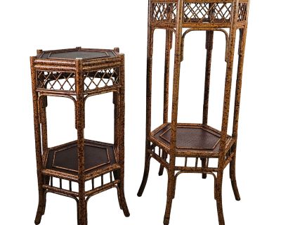 Rattan Tortoise Shell Bamboo Wicker Plant Stands