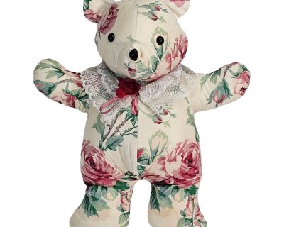 Handmade Floral Teddy Bear Stuffed Animal Plush Pillow