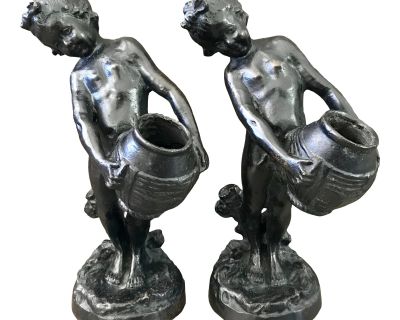 Late 20th Century Nude Boys Candle Holders - a Pair