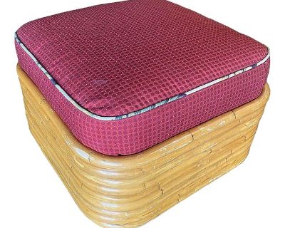 Restored 1940s Mid Century 9 Strand Paul T Frankl Style Stacked Rattan Ottoman Stool