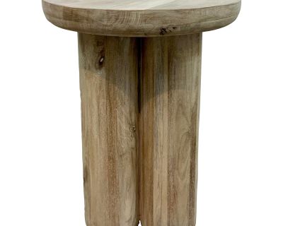 Organic Modern Solid Wood Cylinder Side Table