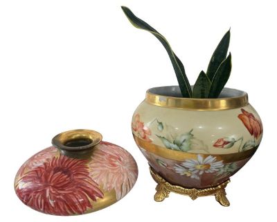 Pair of 1800s Porcelain Floral Limoges France Vases