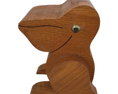 Vtg Mid Century Modern Artisan Wooden Pelican Box Stamp Dispenser
