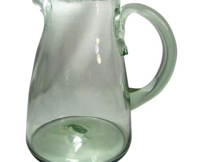 Vintage Pottery Barn Blown Glass Pitcher With Applied Handle