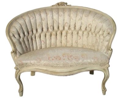 Mid 20th Century Antique French Provincial Loveseat Sofa Bench Chippendale Shabby Chic