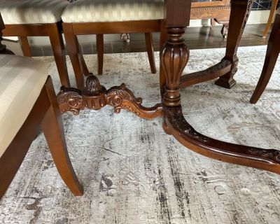 Antique walnut dining table and chairs