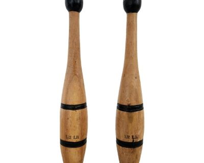 Vintage Wooden Juggling Pins, a Pair