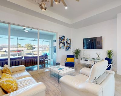 Avg / night: $492. Luxurious waterfront home - lovely water views, private pool, lenai patio | Located in Cape Coral, FL | 4.85 Stars | 3 Bed, 2 Bath | No Pets. No pets. Max 6 guests. Welcome to Venetian Blue a beautifully appointed waterfront retreat located in the heart of Cape Coral, ideal for families or couples seeking a relaxing and memorable getaway. This spacious three-bedroom, two-bath...