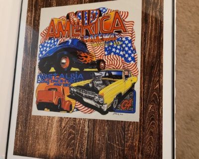MAR MID AMERICA RACEWAY NOSTALGIA DRAG RACE ROD RUN POSTER FLYER FRAMED GLASS