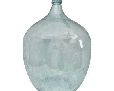 Antique Blown Glass Demijohn or Decanter | Aged Light Turquoise