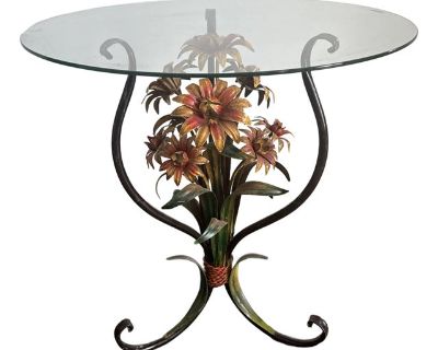 Midcentury Italian Floral Tole Table