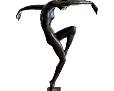 Art Deco Bronze Dancer Sculpture, Signed “Dénis,” C. 1970s