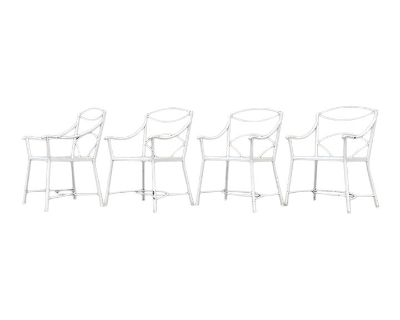 Set of 4 Regency Style Wrought Iron Armchairs