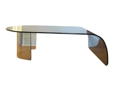 Post Modern 1980s Glass Waterfall Coffee Table