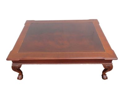 Ethan Allen Carved Ball and Claw Feet Mahogany Coffee Table