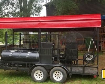 2010 - 7' x 16' Open Covered BBQ Pit Smoker Trailer / Tailgating and BBQ Rig