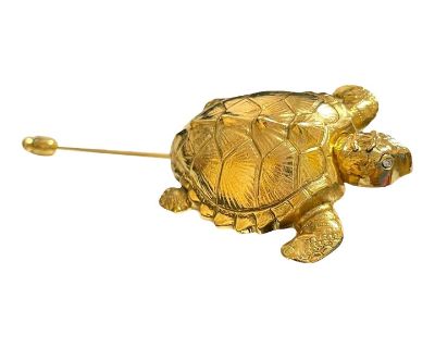 Chanel Vintage Golden Turtle Pin Brooch With Cc Mark