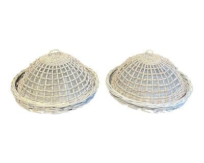 Pair of Fly Proof Woven Trays With Lids