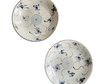 Antique Chinese Provincial Ming Blue Plates - a Pair