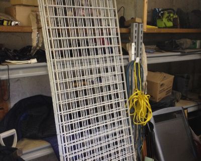 Many pieces available, some 7', some 8' high.
Strong, durable metal racking.
Price is $6 per piece!!