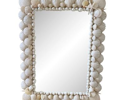 Vintage 1970s Coastal Artisan Shell Mirror