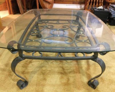 Glass and metal coffee table