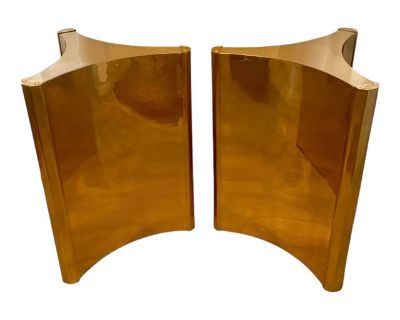 Vintage 1970s Pair Mastercraft Attributed Trilobi Brass Dining Table or Desk Pedestal Bases