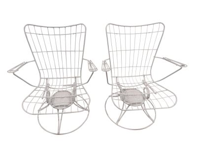 Vintage Mid-Century Modern Homecrest Patio Swivel Lounge Chairs - Set of 2