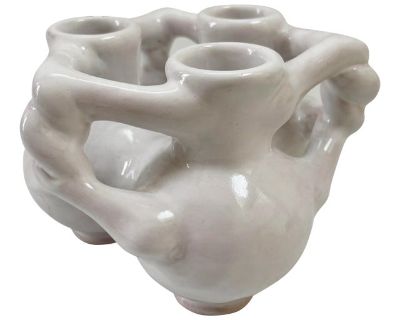 1990s "Unity" White Ceramic Italian Bud Vase or Candle Holder