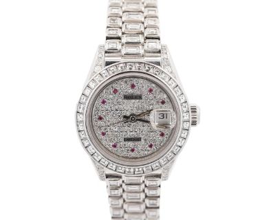 Rolex Platinum DateJust Presidential 15 Carat Diamond 26mm Watch