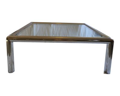 1960s John Mascheroni "Tubo" Glass and Aluminum Tubular Coffee Table