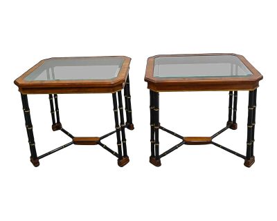 1970s John Widdicomb Faux Bamboo Chinoiserie Side Tables, a Pair