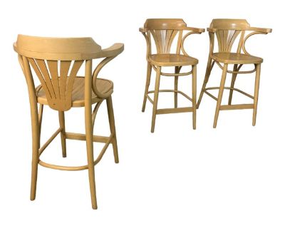 Vintage Radomsko ZMG Polish Bentwood Bar Stool Chairs