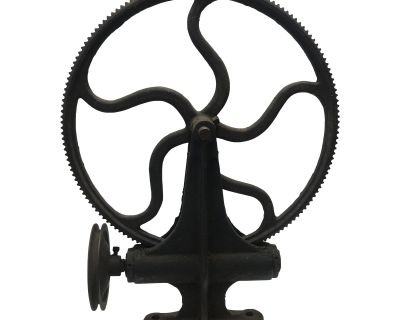 1900s Architectural Iron Pulley Wheel With Base