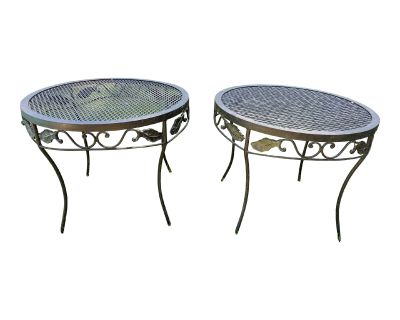 Vintage O.W. Lee Garden Park Wrought Iron Side Tables - A Pair