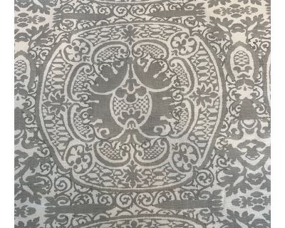 Quadrille China Seas Hand Printed Veneto Pale Grey Linen Fabric - 2 1/2 Yards