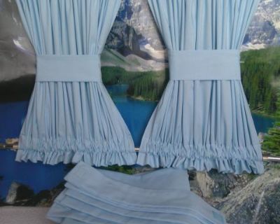 VW Bus Sky Blue Curtains with Cabin Dividers Fits